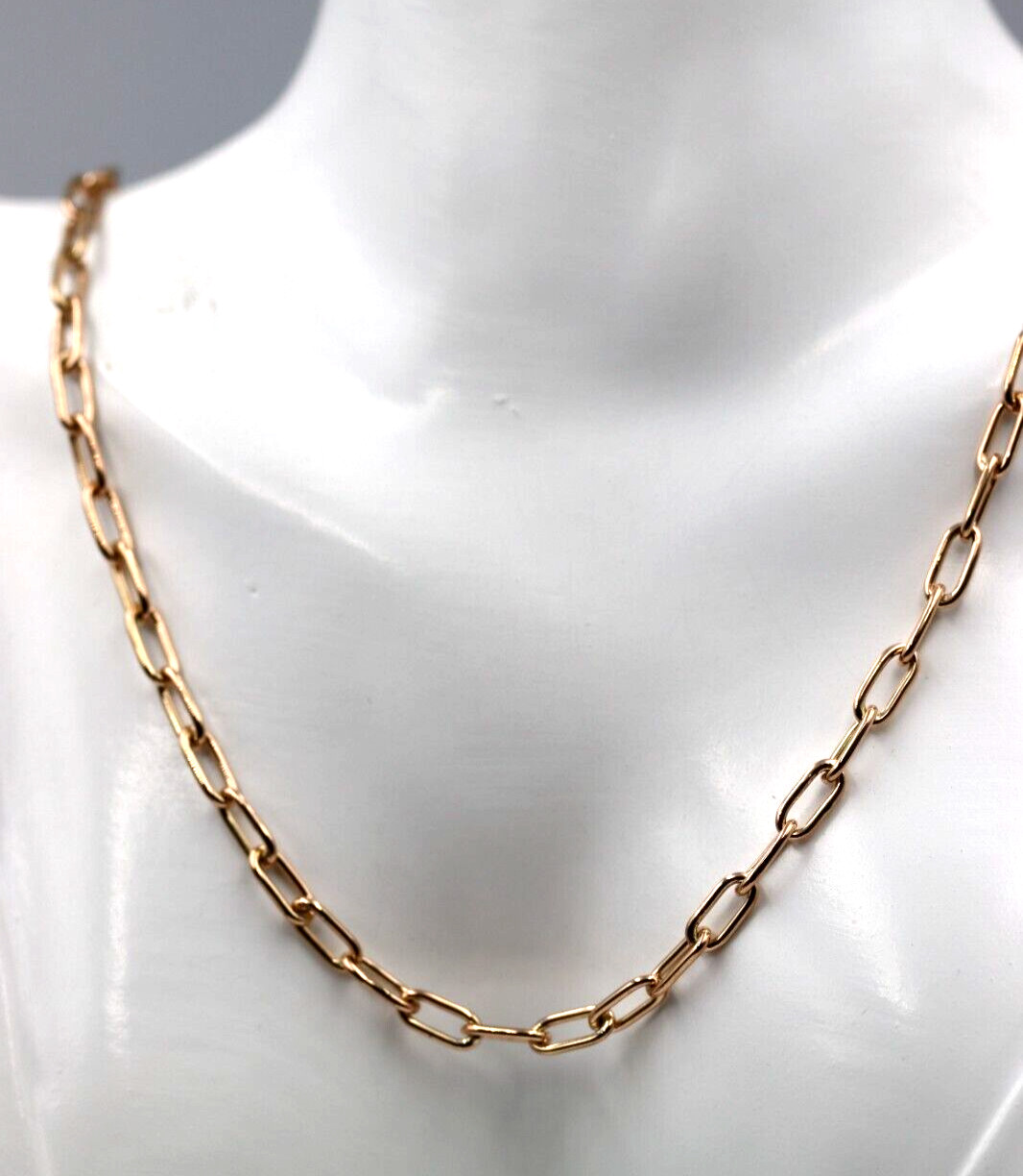 Genuine Solid 9ct 9k 375 Rose Gold Handmade Paper Clip Paperclip 45cm Necklace
