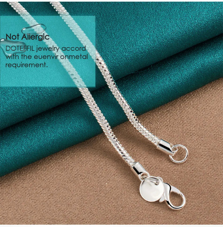 925 Sterling Silver 16/18/20/24/22/24/26/30 Inch 3mm Snake Chain
