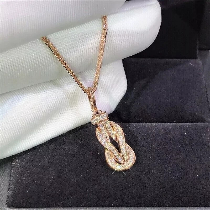 1.20Ct Round Cut Diamond Knot Pendant 14K Rose Gold Plated 18″ Free Chain