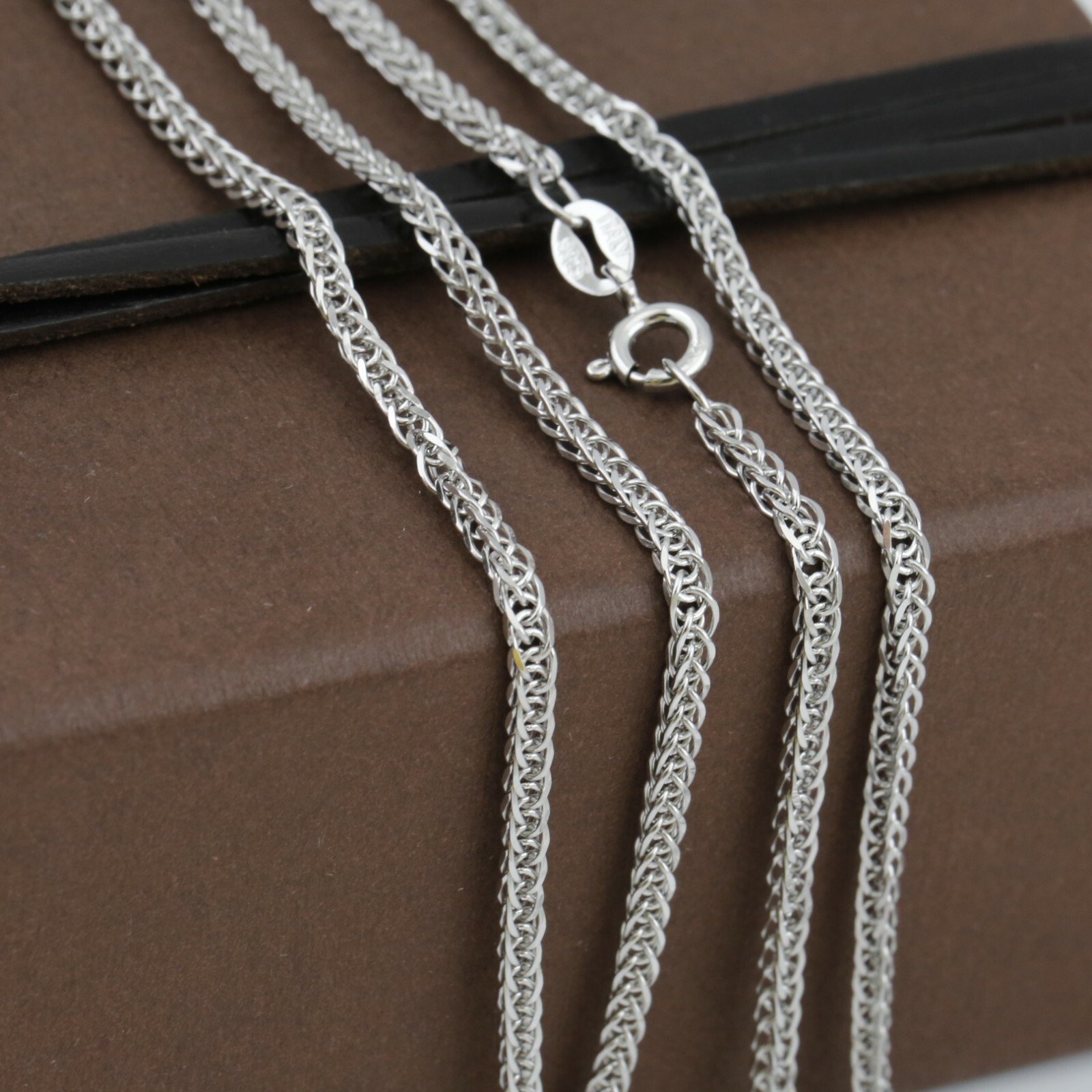 925 Solid Sterling Silver Foxtail Chain 70cm Italy Made