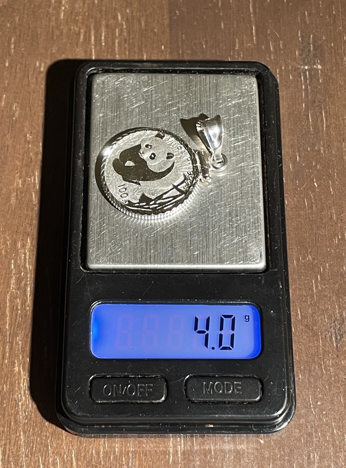 14K Solid White Gold Bezel Amulet with 1/10 Oz. Chinese Platinum Bullion Coin!