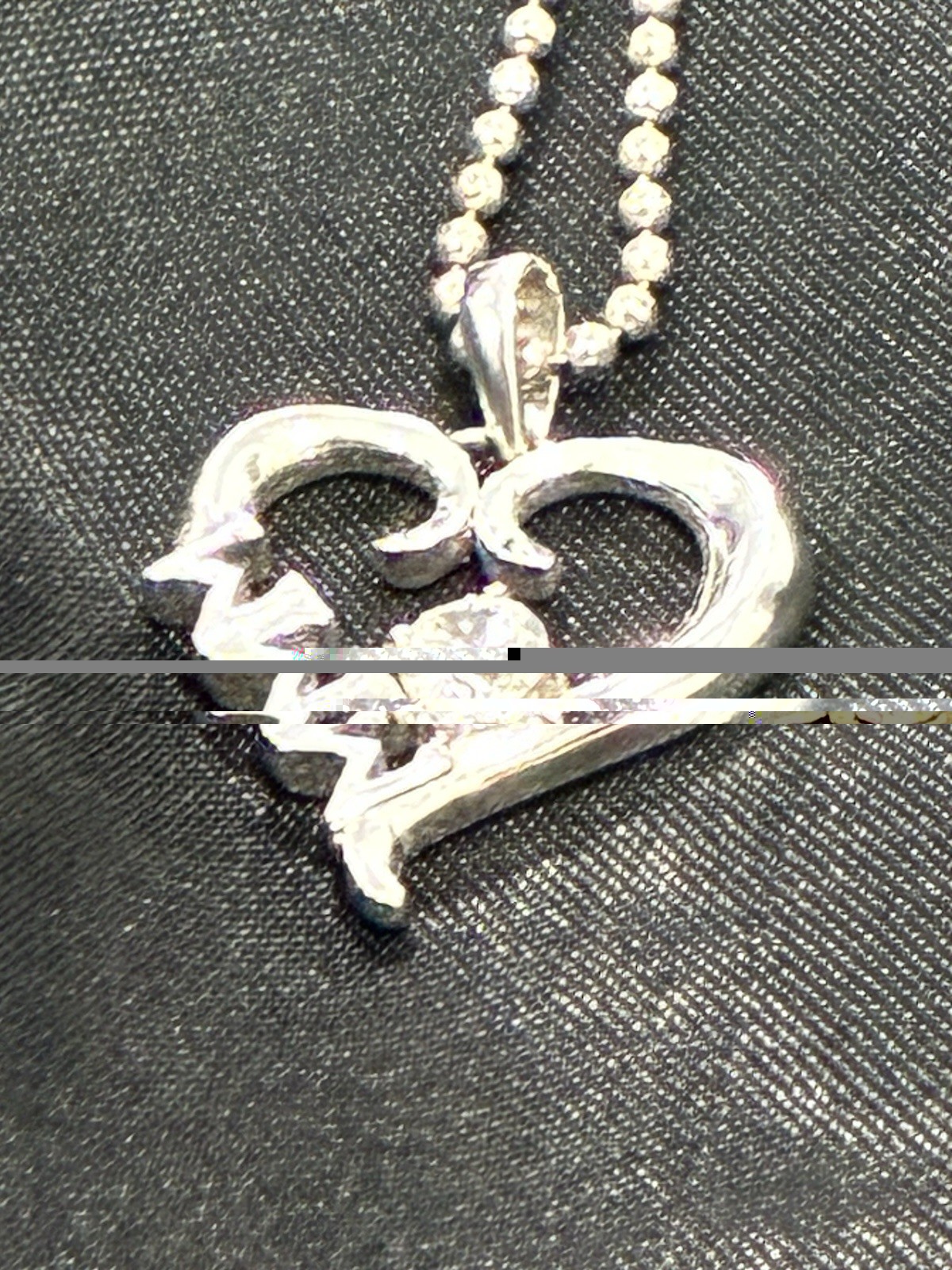 Sterling Silver 925 Heart Love Charm Pendant Ball Chain Lobster Clasp Signed