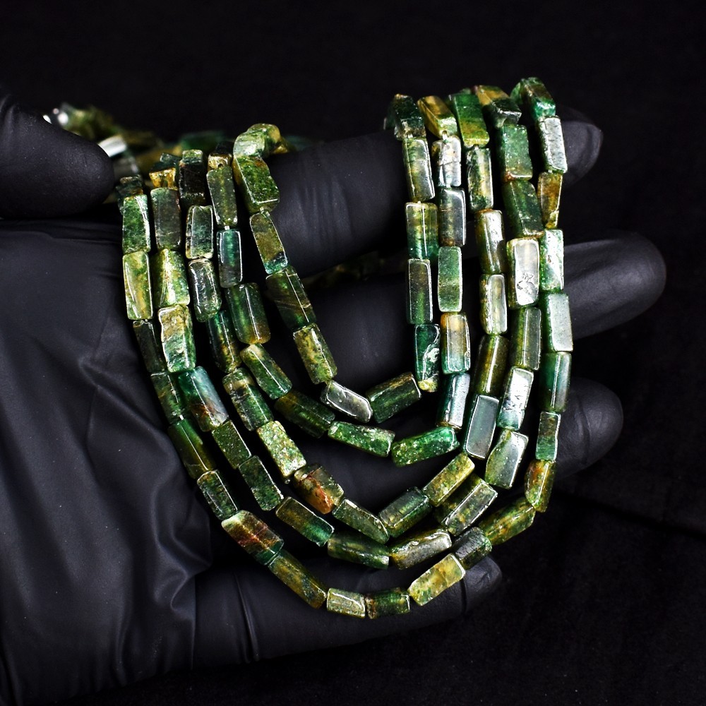 Precious 5 Strand 367.00 Cts Green Jade Beaded Stunning Necklace VK 18 E750