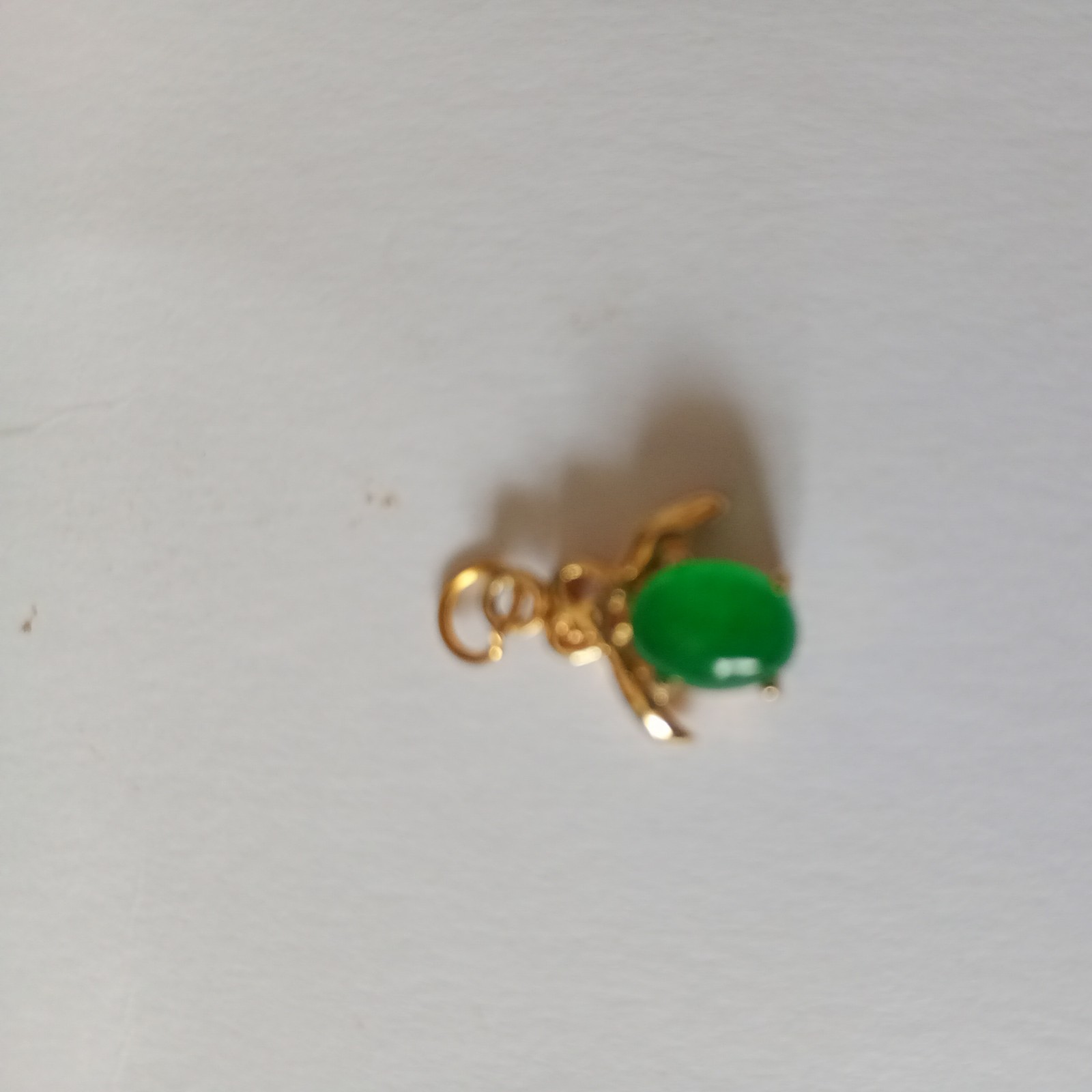 Green Jade Pendant water drop 9ct gold bezel Settings