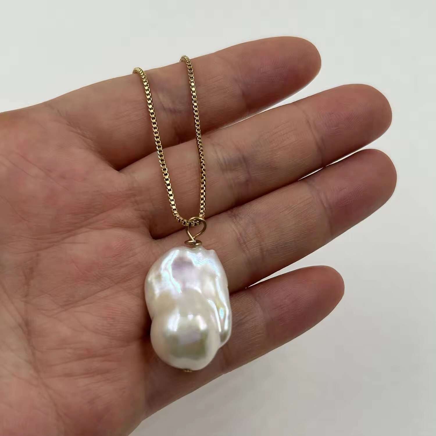 Cultured Baroque Pearl 18k Plated Box Chain Necklace in Gift Box – Real Pearls