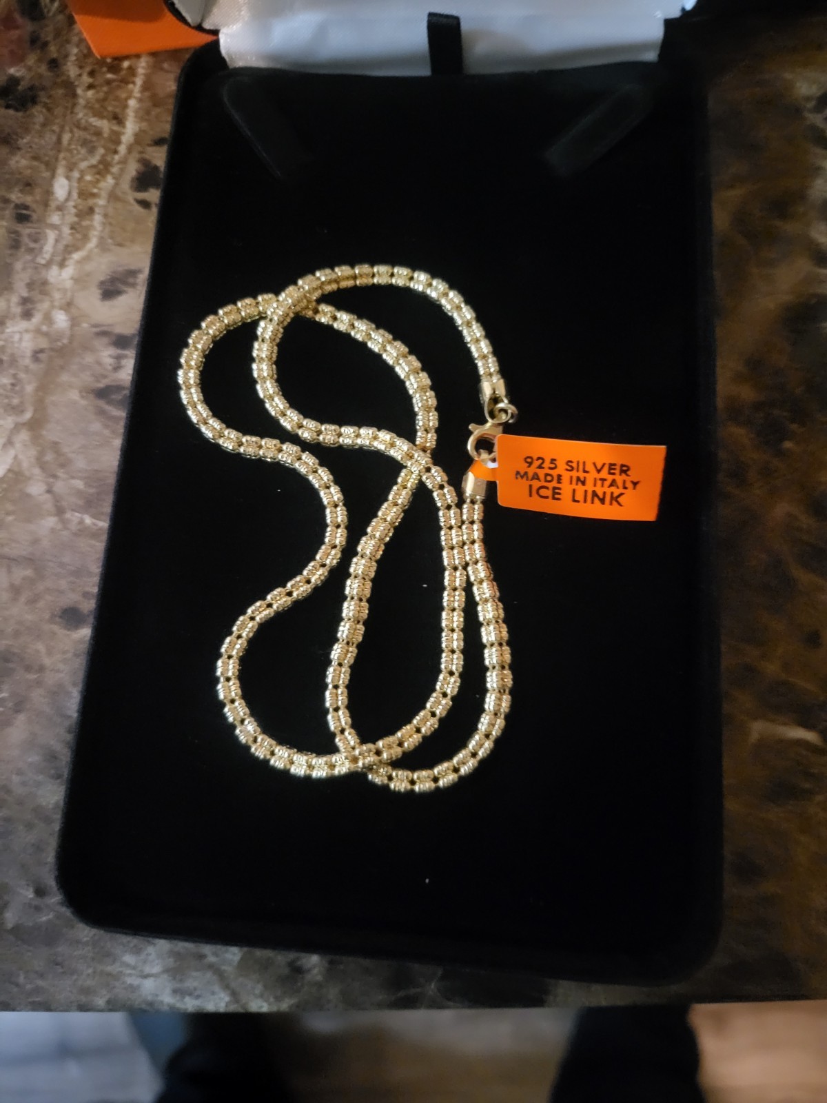 14k Gold Over Sterling Silver 925 4 Barrel Ice Link Chain 22 Inches 3.9mm 25grms