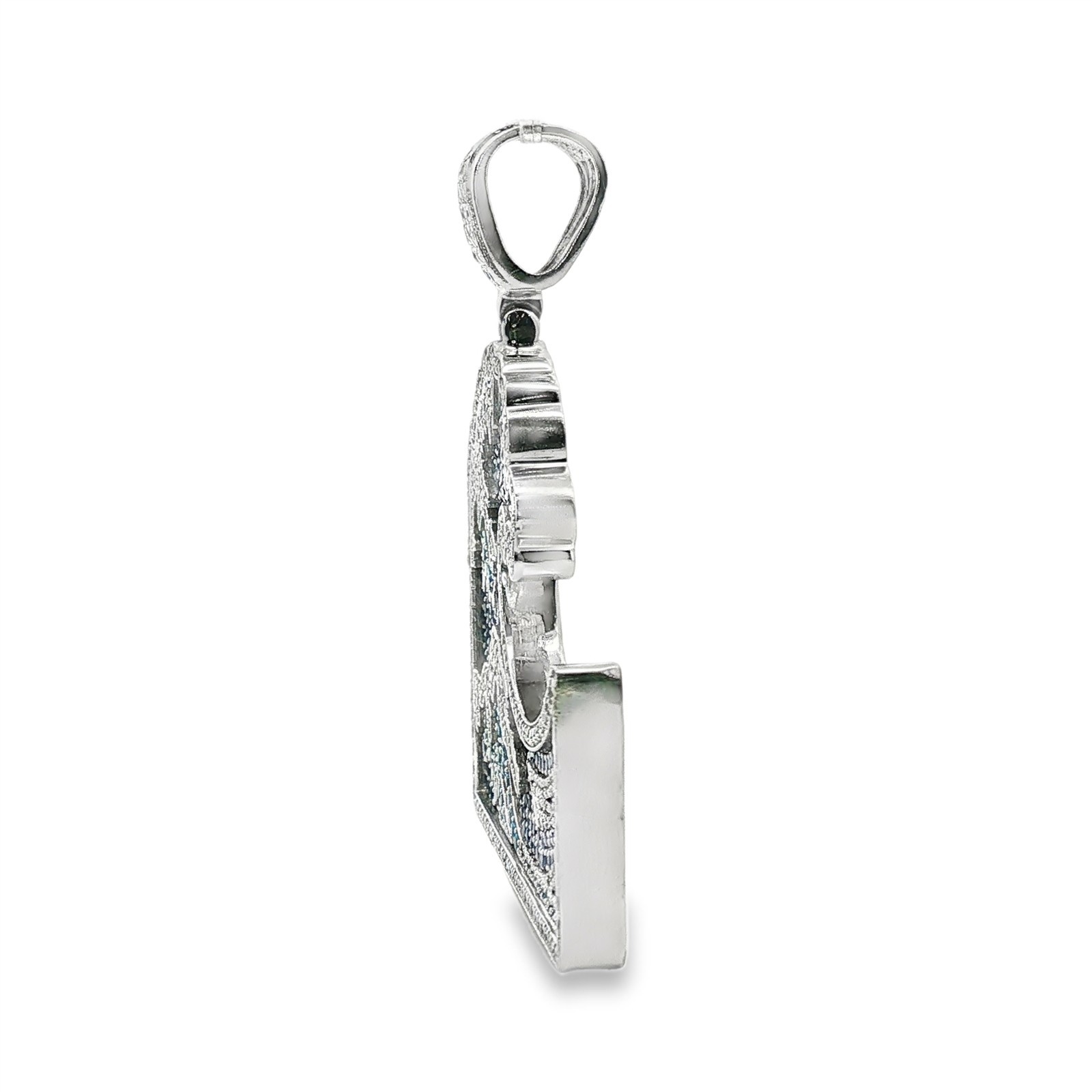 Vintage Diamond, Sapphire, Topaz Wave Pendant in 10k White Gold 2.25″ 3.23cttw
