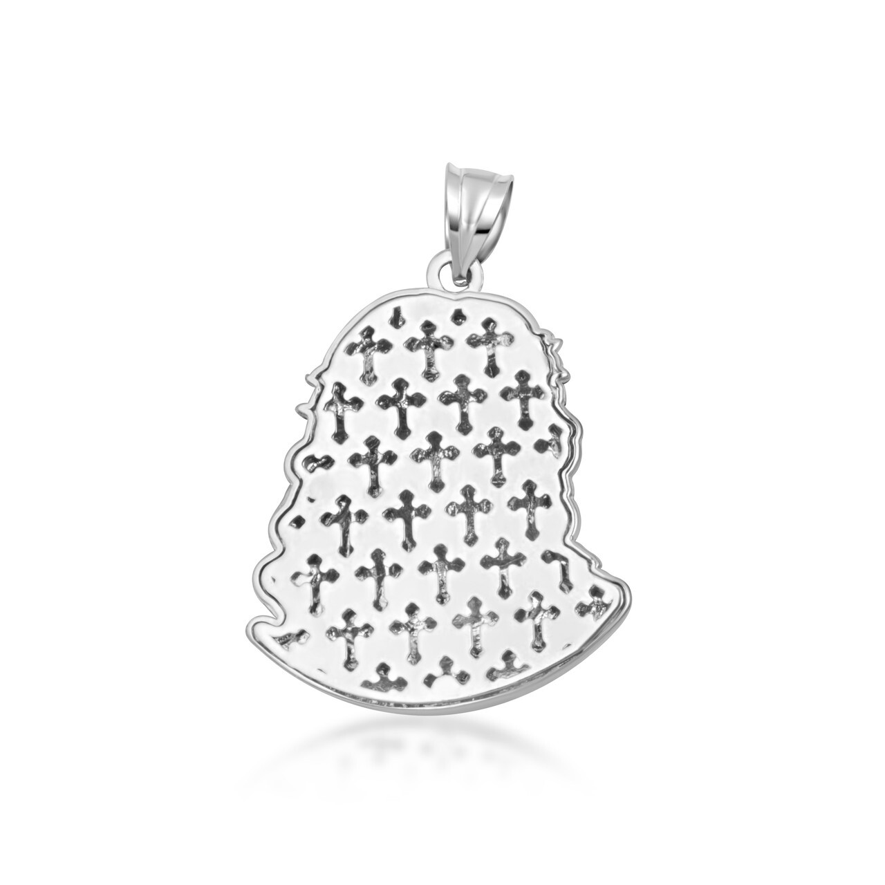 .925 Sterling Silver Jesus Christ Face Diamond Cut Pendant Necklace (S/M/L)