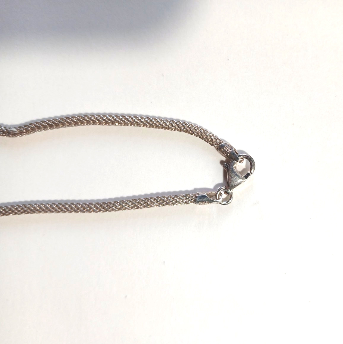 925 Italy Sterling Silver Woven Mesh Necklace Lobster Clasp 2mm 8gr 17″ Vintage