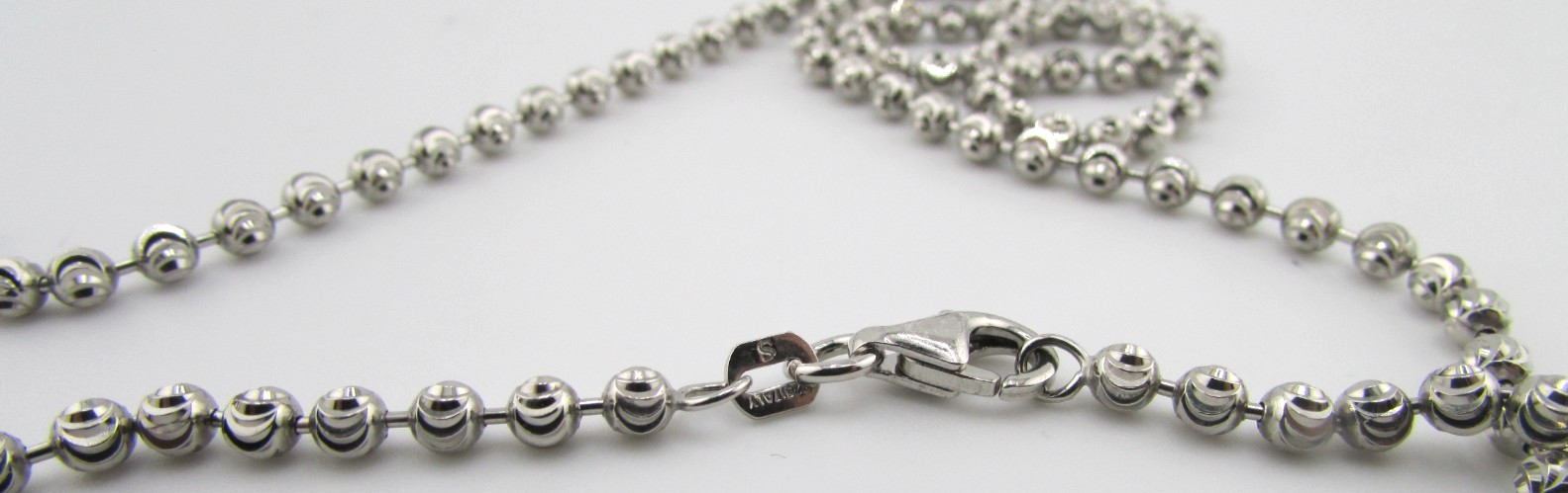 925 Sterling Silver 3mm Moon Cut Bead Chain Necklace, 18-Inch, Silver