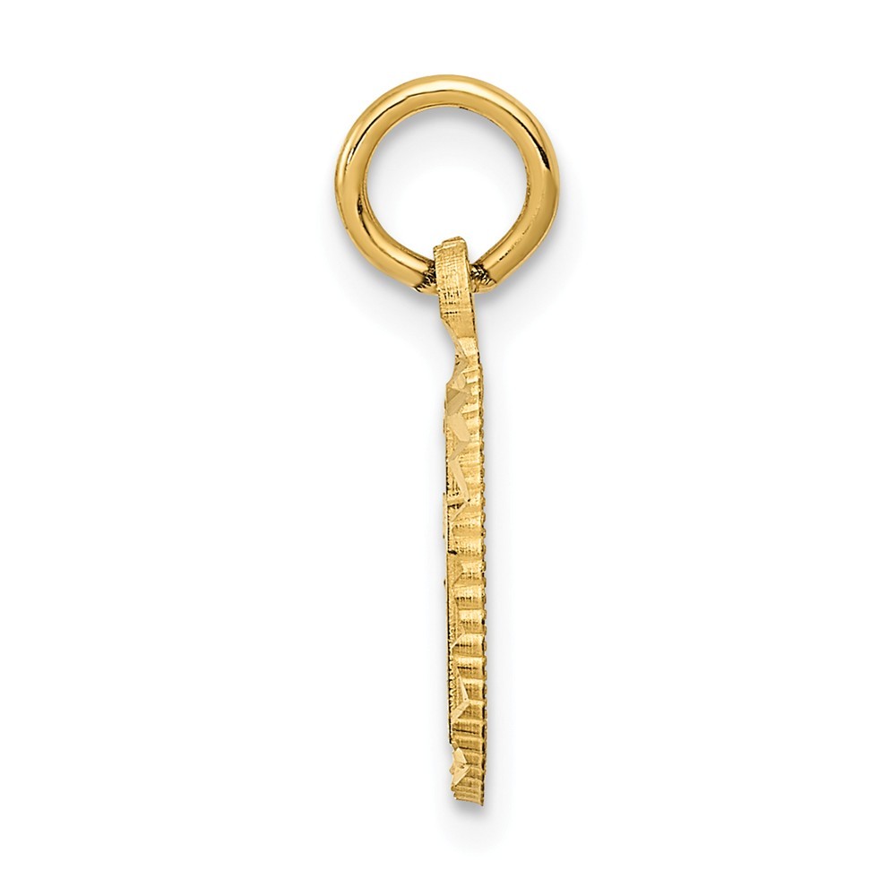 14K Yellow Gold Eternal Life Cross in Circle Charm Pendant 0.75 Inch