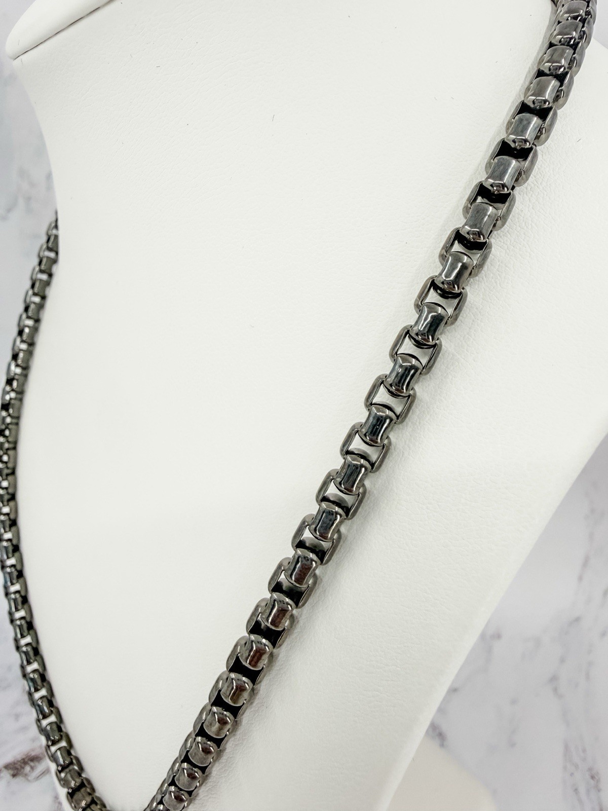 JAI John Hardy Black Sterling Silver Round Box Chain Necklace 20″ 4.7mm 55.15g
