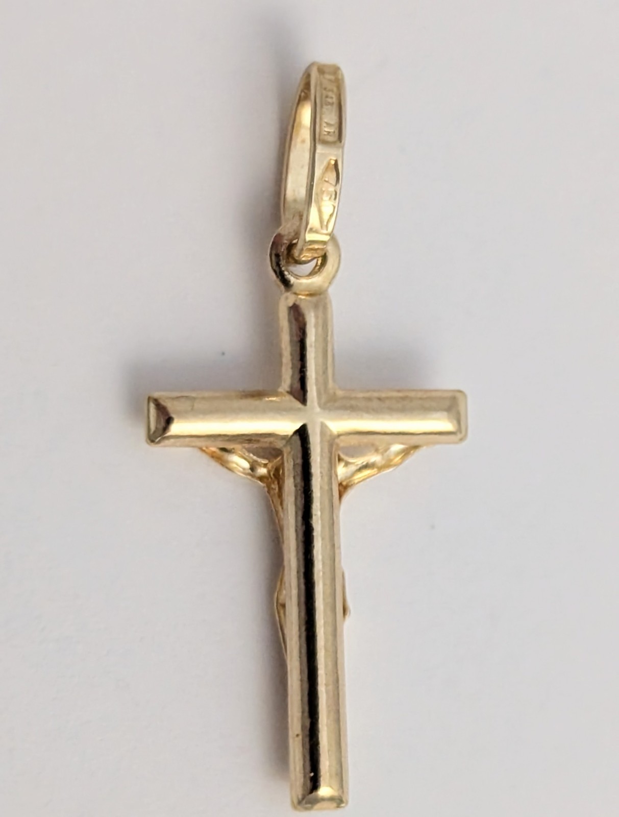 750 18K Solid Yellow Gold Jesus Crucifix Cross Pendant Charm 1.1gr 1″