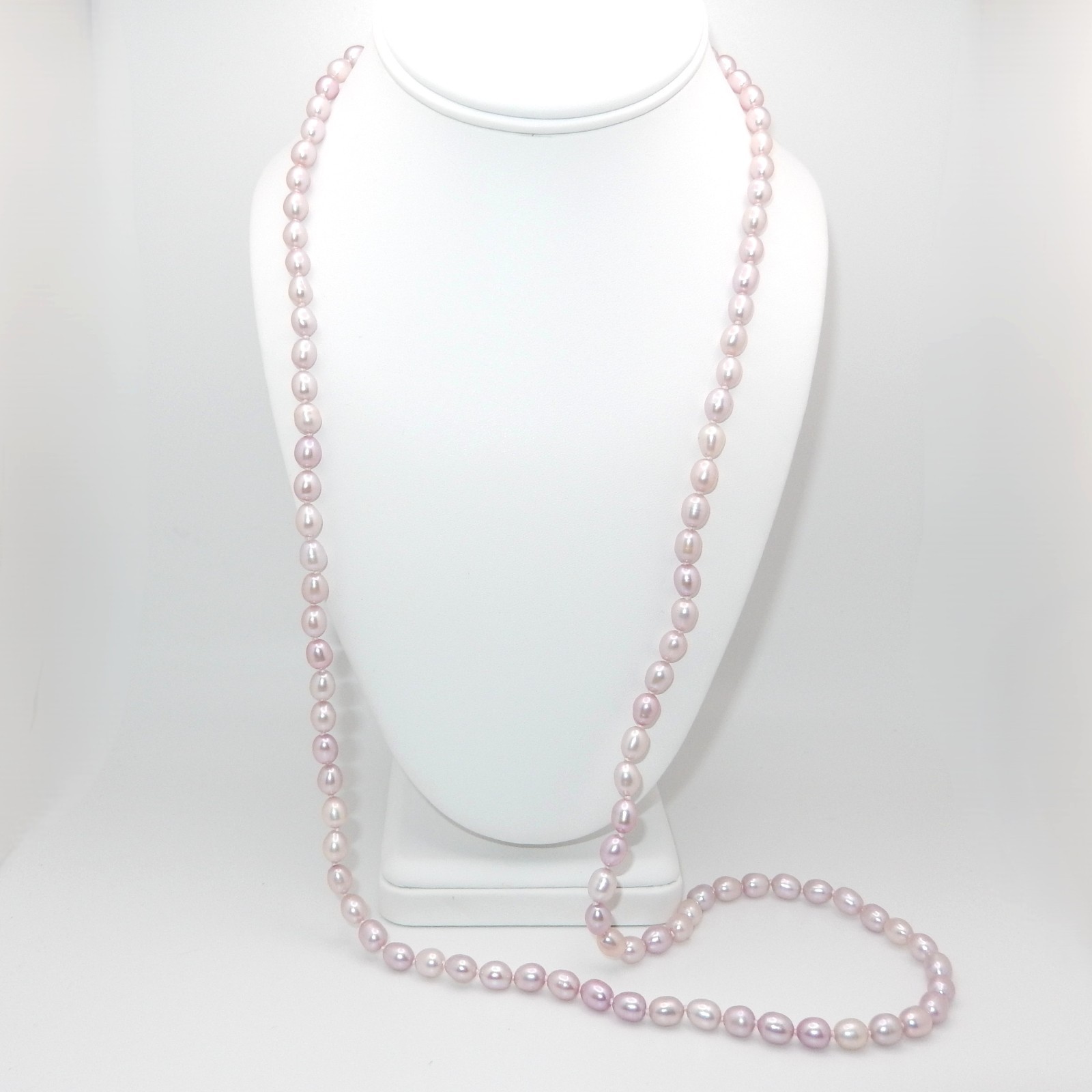 NWOT / Pink Freshwater Pearl Necklace / Sterling Silver Spring Ring Clasp / 36″