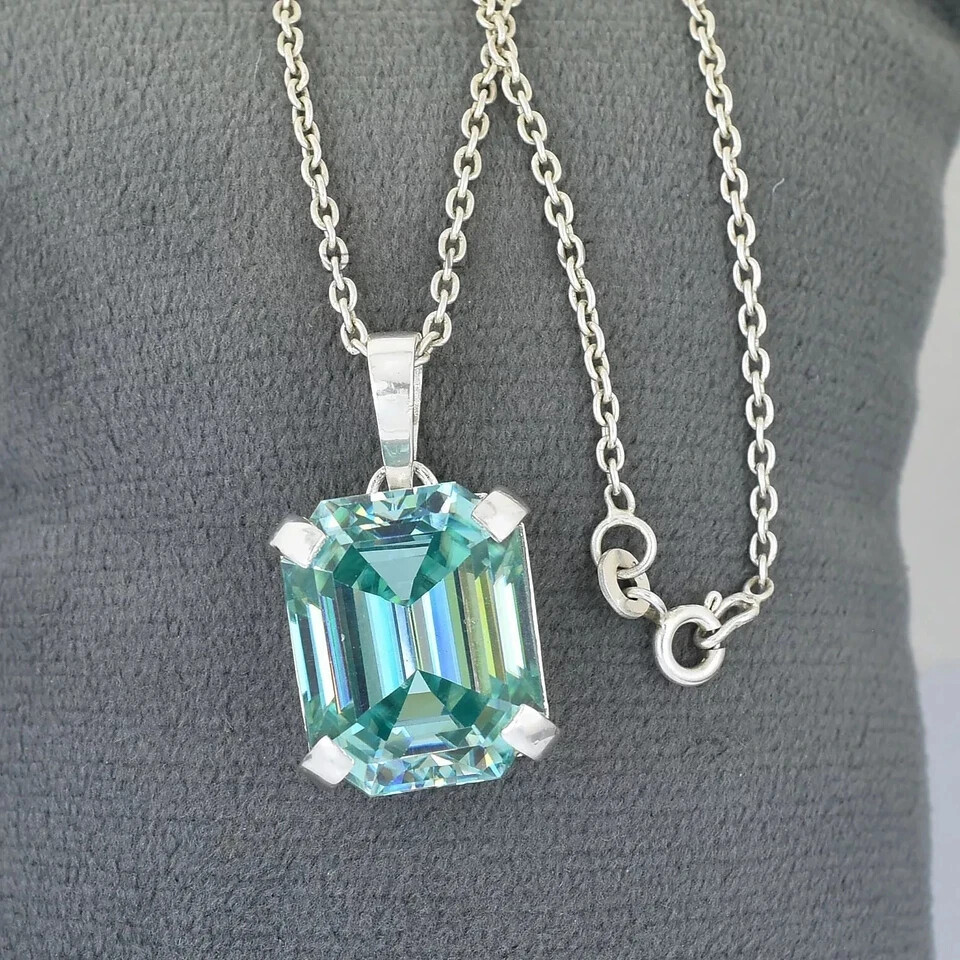 RARE 13.30 Ct Blue Treated Diamond Solitaire Pendant, Amazing Shine & Luster