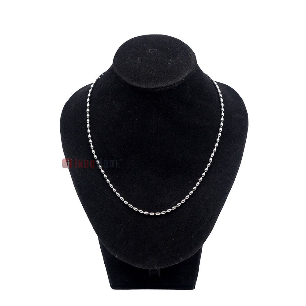 St. Silver Charleston Rice Bead Necklace Chain 3×4.5mm Beads 300ga Lobster Clasp