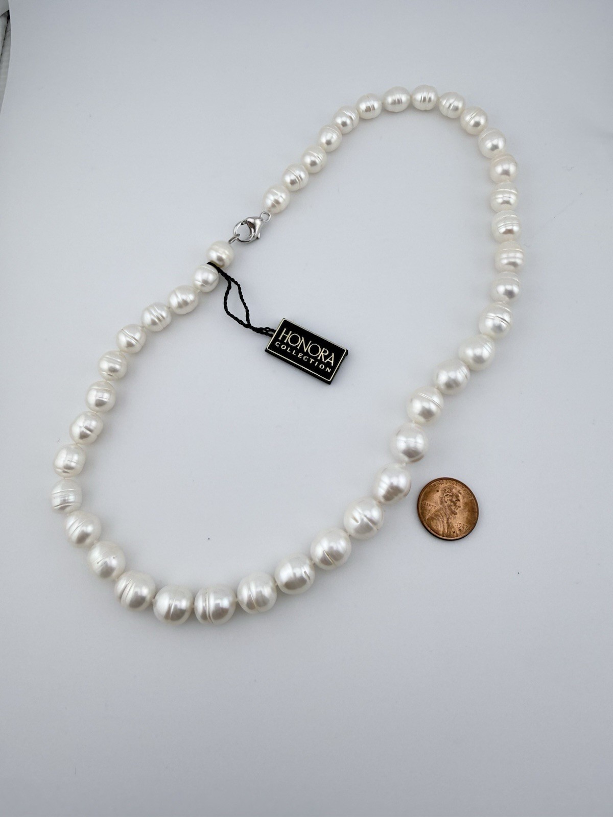 HONORA 925 WHITE CHUNKY FRESHWATER PEARL 20” BEADED NECKLACE K265E