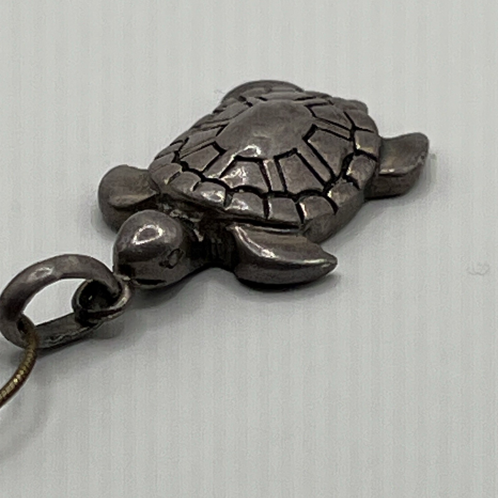 Vintage .925 Sterling Silver Sea Turtle Pendant 18” Rope Chain Necklace 5.9g