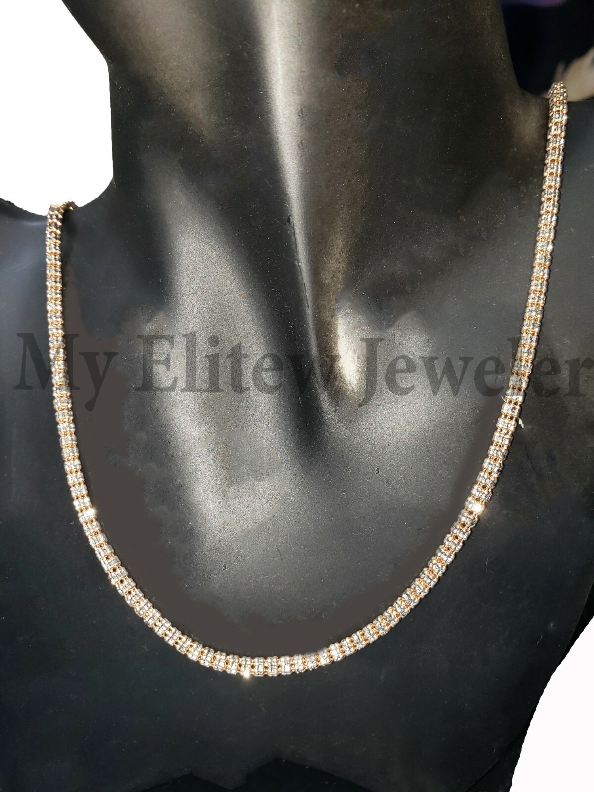 10k Yellow Gold Tennis Chain Necklace 20″ 4mm Diamond Cut REAL GOLD