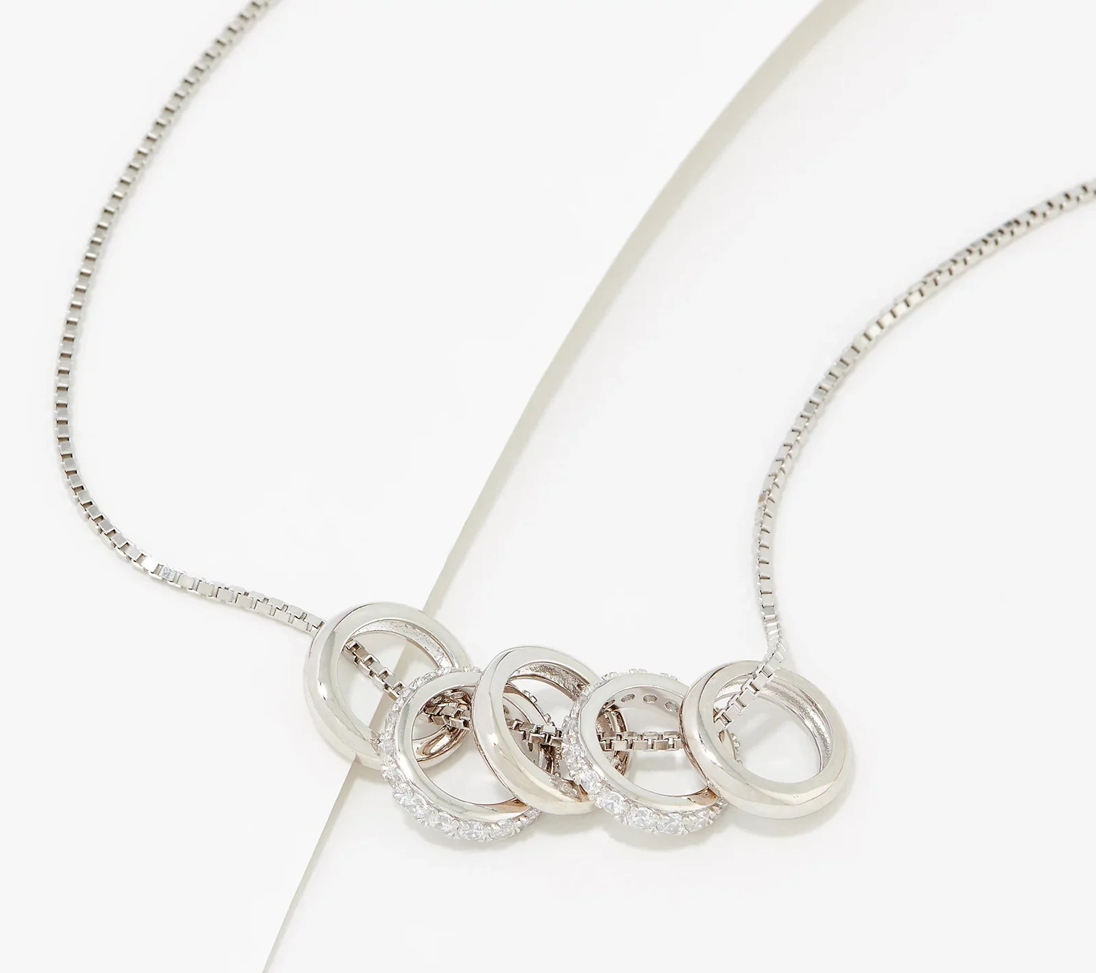 Diamonique 35th Anniversary 5-Ring Sterling Silver Necklace