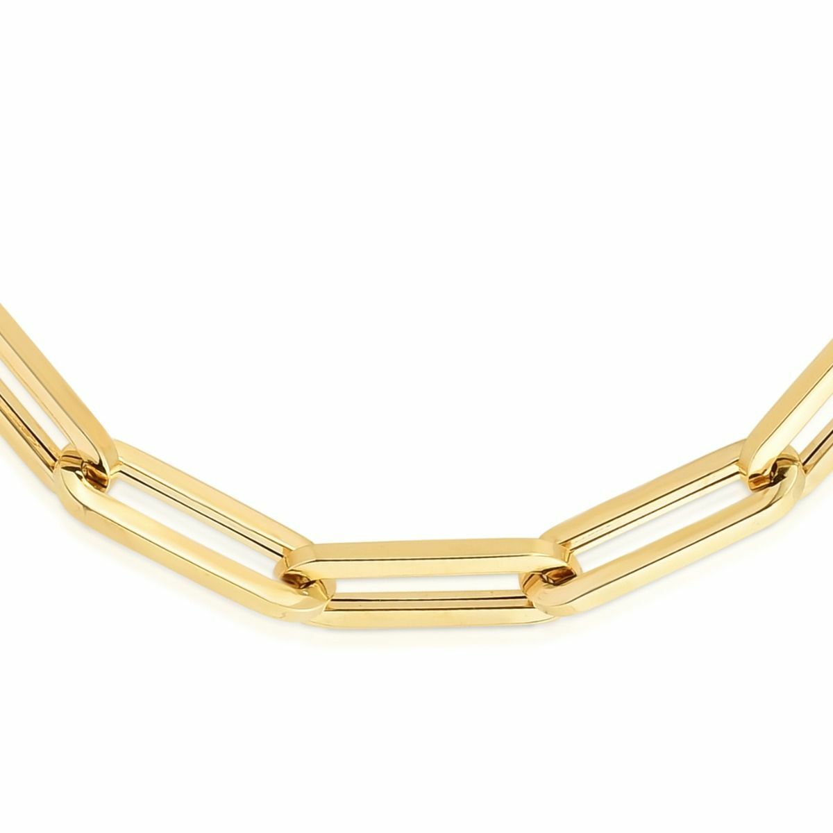 6.1mm Paperclip Link Chain Necklace Real 14K Yellow Gold