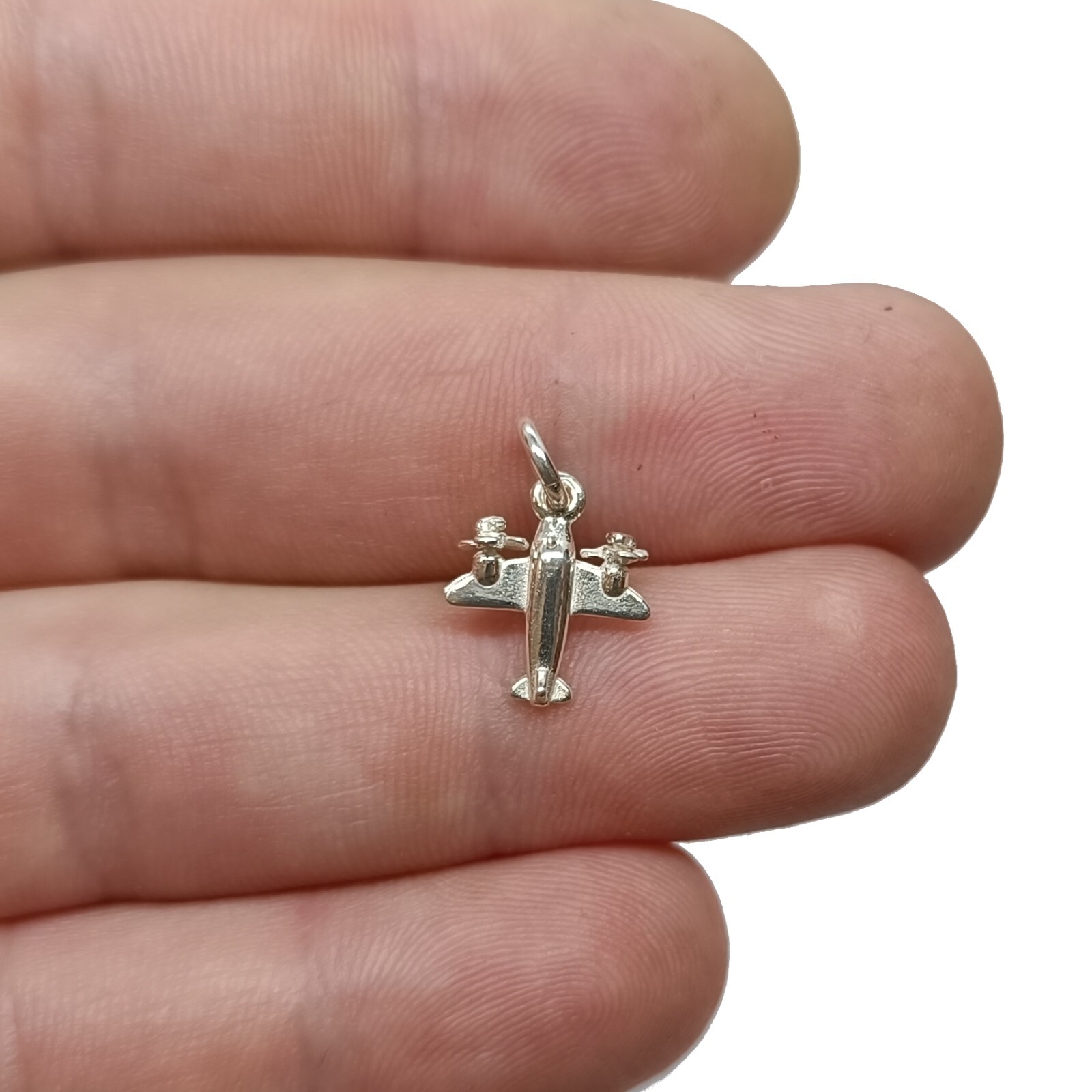 Handmade Sterling Silver Pendant Charm Airplane Solid Stamped 925 Nickel Free