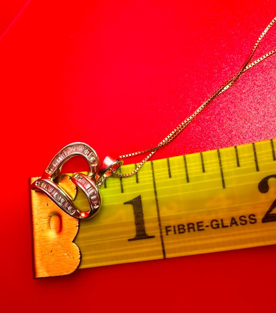 14K Box Link Chain With Diamonds Heart