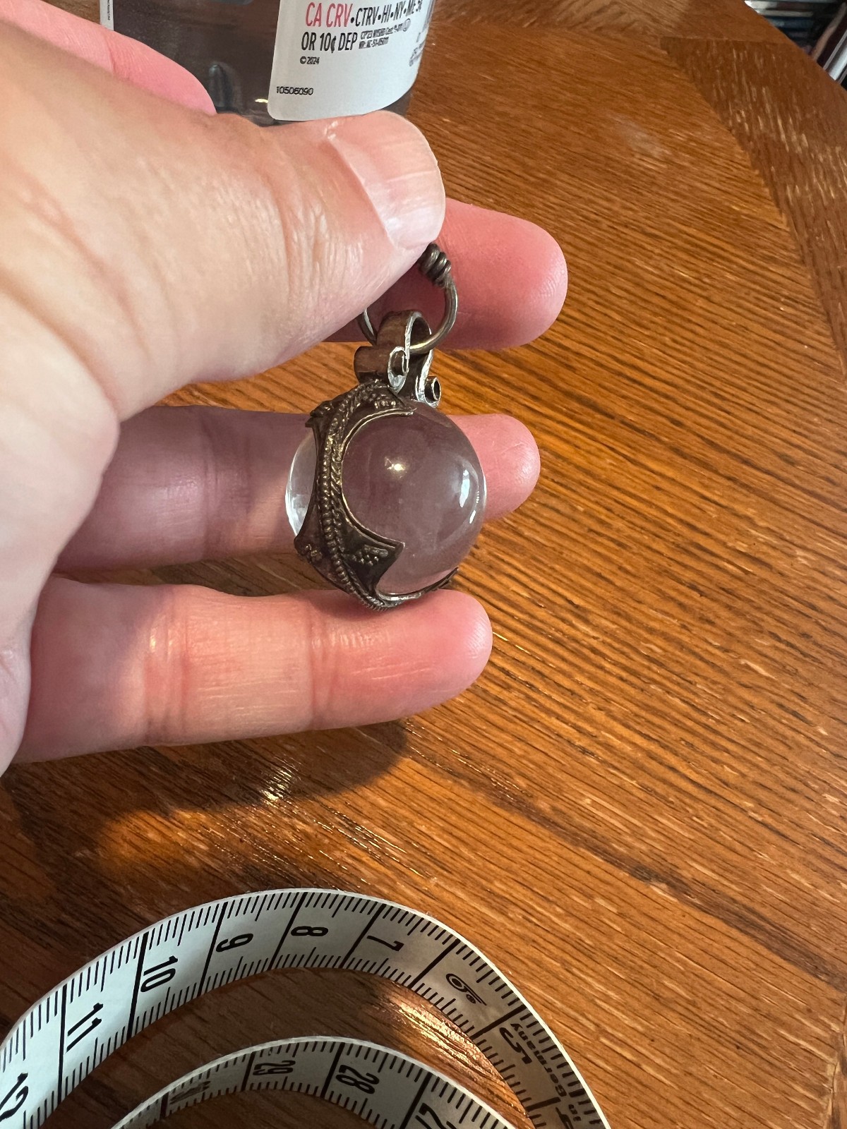 Large Exceptional Swedish Gotland Crystal Ball Oxidized Sterling Silver Pendant