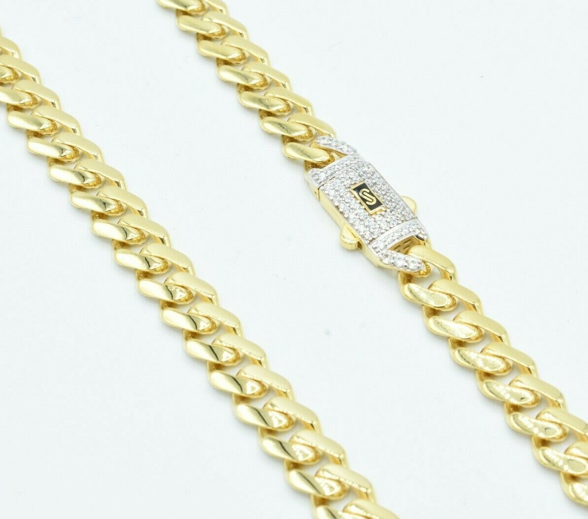 7.5mm Miami Cuban Royal Link Chain Necklace Box Clasp Real 10K Yellow Gold