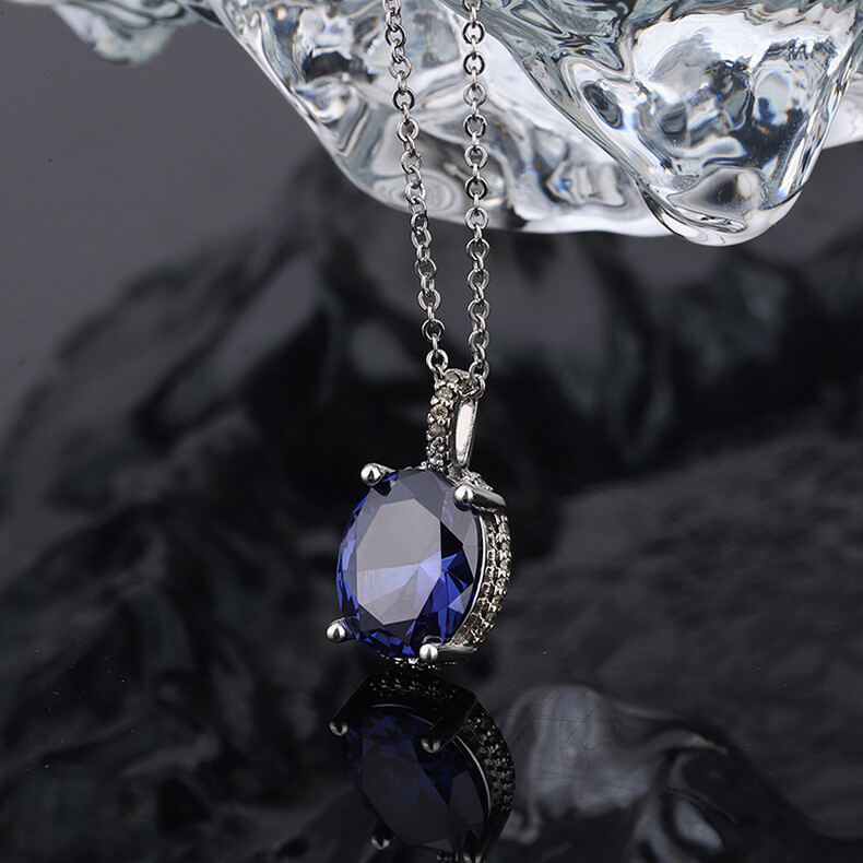 Ocean Heart Necklace Crystal Blue Collar Chain Girl,Fashion Jewelry Gift