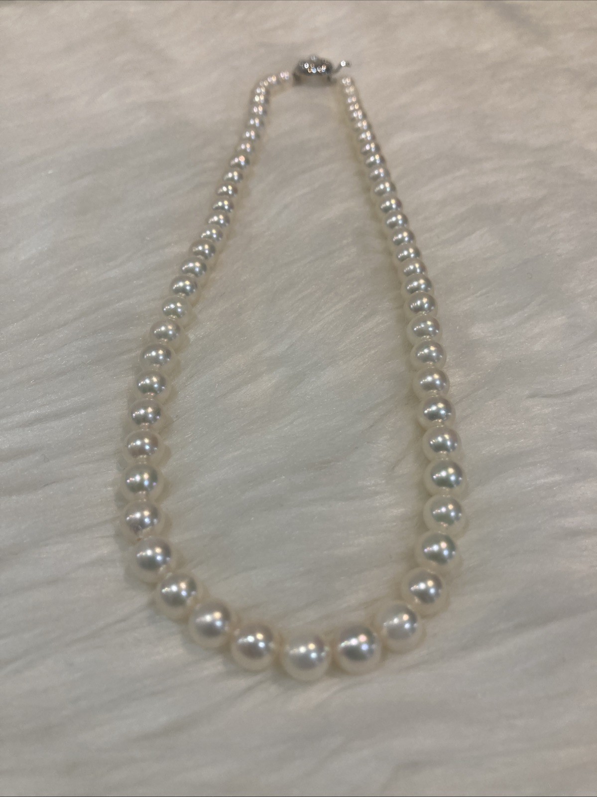 A02 Japanese Akoya Pearl Necklace 6.7-7mm 43cm Silver Clasp White Pearl