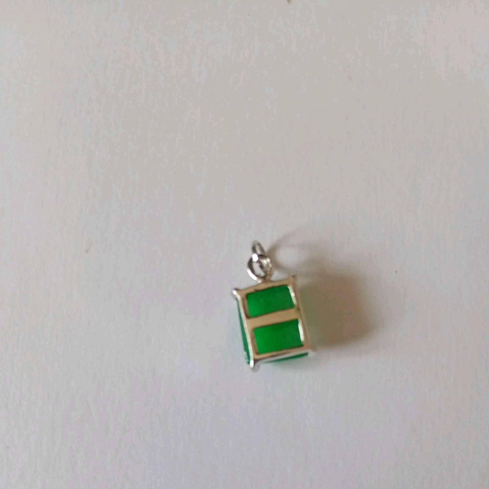 Green Jade Pendant water drop white gold plated Settings