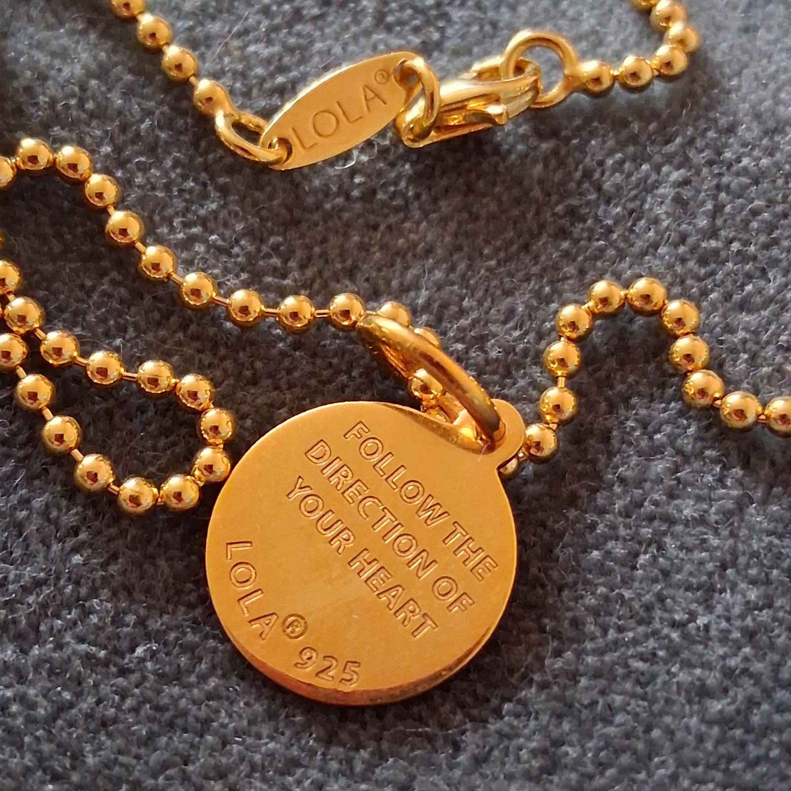 LOLA Necklace: Sterling Silver Gold Vermeil Compass Pendant 16″ 2mm Ball Chain