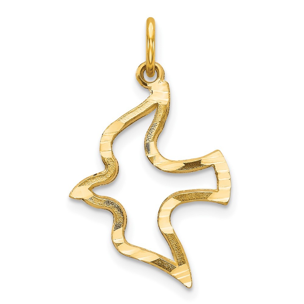 10k Yellow Gold Dove Charm Pendant 0.6gm L-25mm, W-16mm