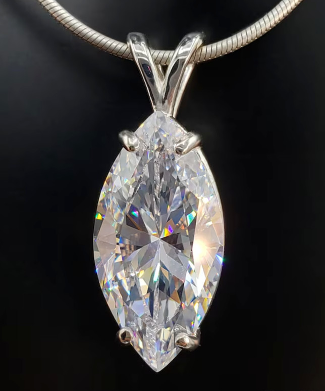 RARE 7.70Ct Certified Marquise Cut Diamond Solitaire Pendant, FREE Diamond Studs