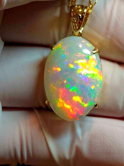 3.00Ctw Oval Cut Lab-Created Fire Opal Solitaire Pendant 14K Yellow Gold Plated