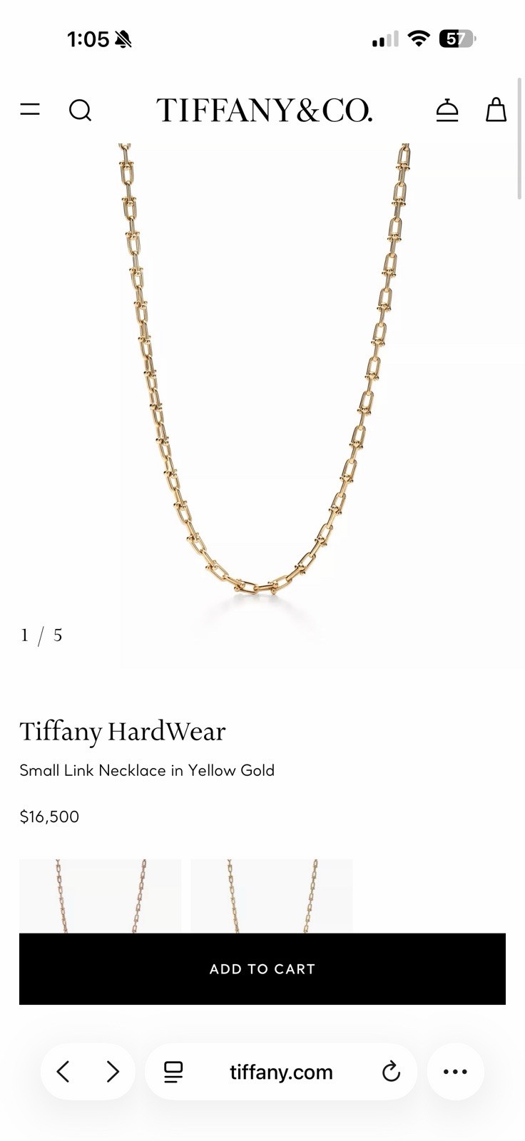 Tiffany & Co. Tiffany HardWear Small Link 18K Yellow Gold Bar Link Necklace 47G