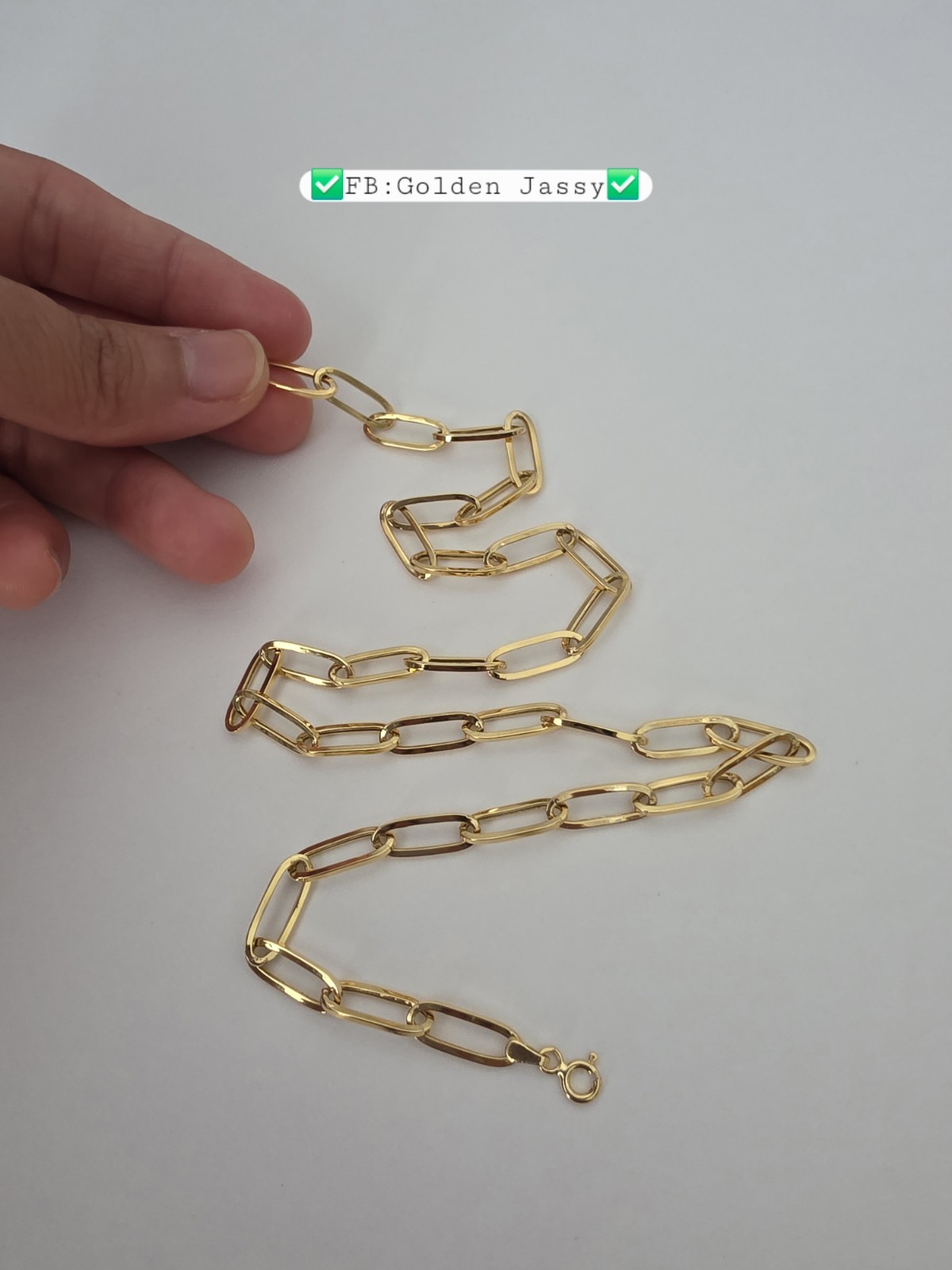 18K Real Gold PaperClip Chain 17.5″