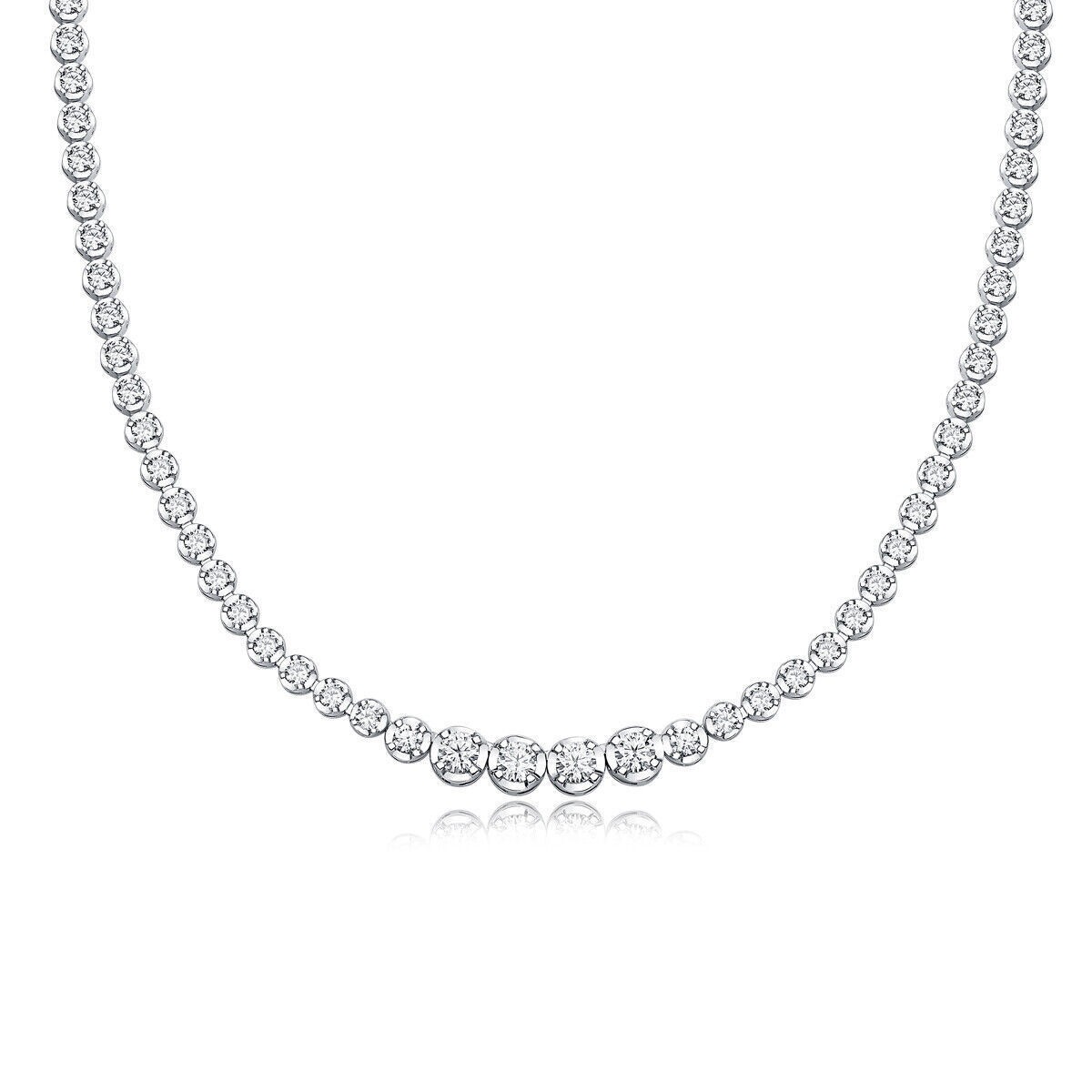 4MM D VVS1 LabCreated Moissanite Tennis Chain Necklace Women 925 Sterling Silver