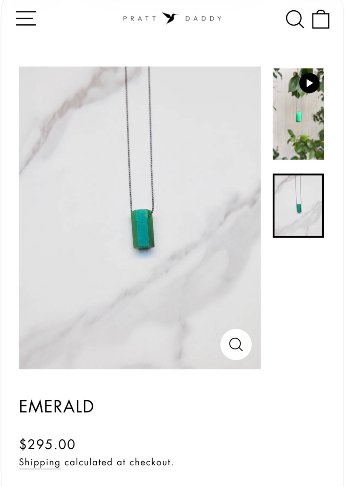 Pratt Daddy Crystals Genuine Emerald Necklace | Gold Filled 18” Chain | Original