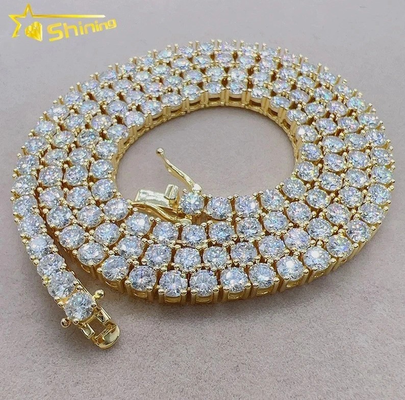 2-6.5mm 16-24″ VVS1 D Moissanite Tennis Chain Necklace 925 Silver Passes Tester!