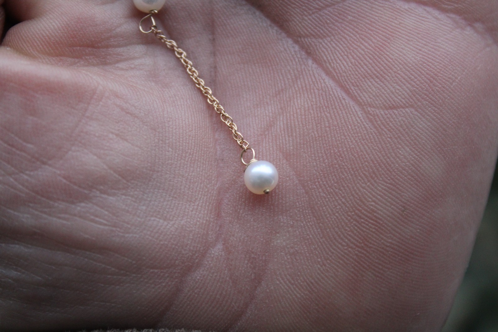 Vintage 14k Yellow Gold & Pearl Y Drop Dangle Necklace, HZ (16.25″)