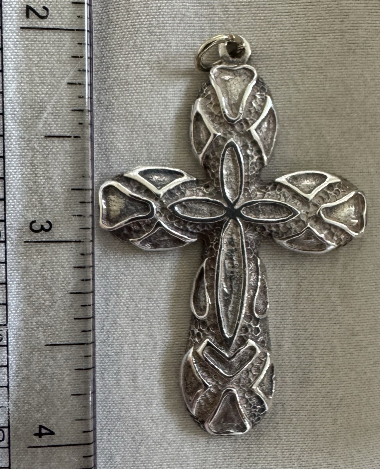 950 Platinum Large Cross Pendant 6.85g Religious Estate Jewelry 2.25” Tested