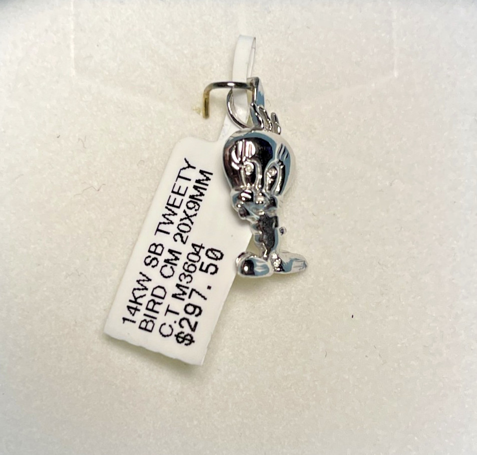 14KT White GOLD TWEETY BIRD PENDANT ,with original tag , never worn