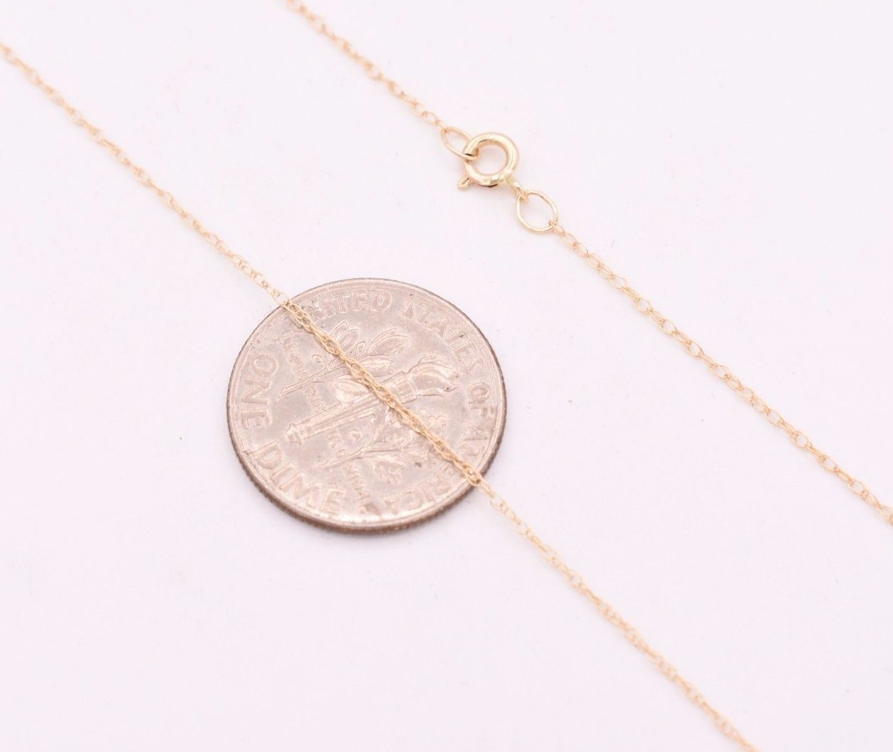 0.6mm Open Dainty Twisted Rope Chain Necklace Real Solid 14K Yellow Gold 16″ 18″