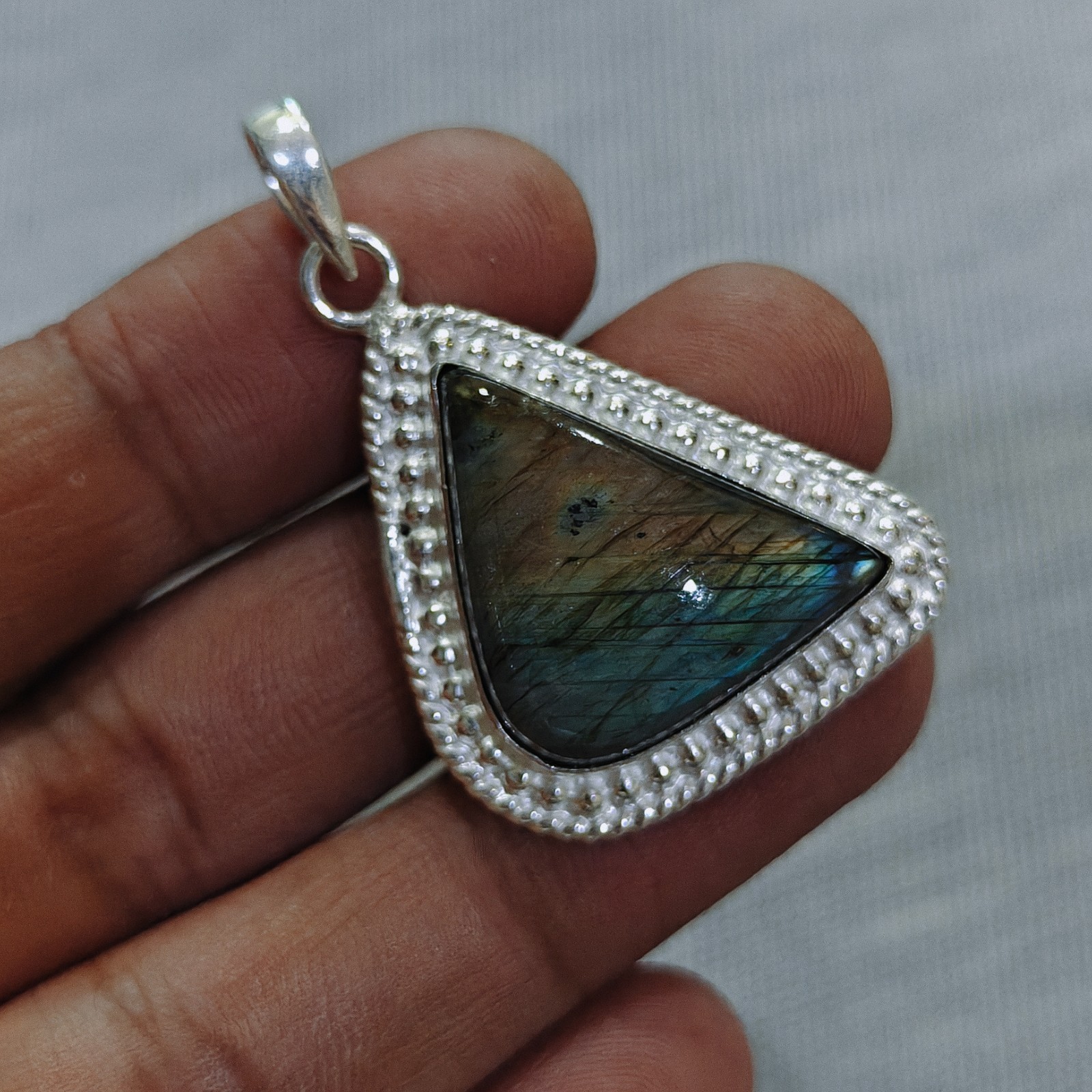 Natural Labradorite 925 Sterling Silver Gemstone Pendant Handmade Pendant Gift