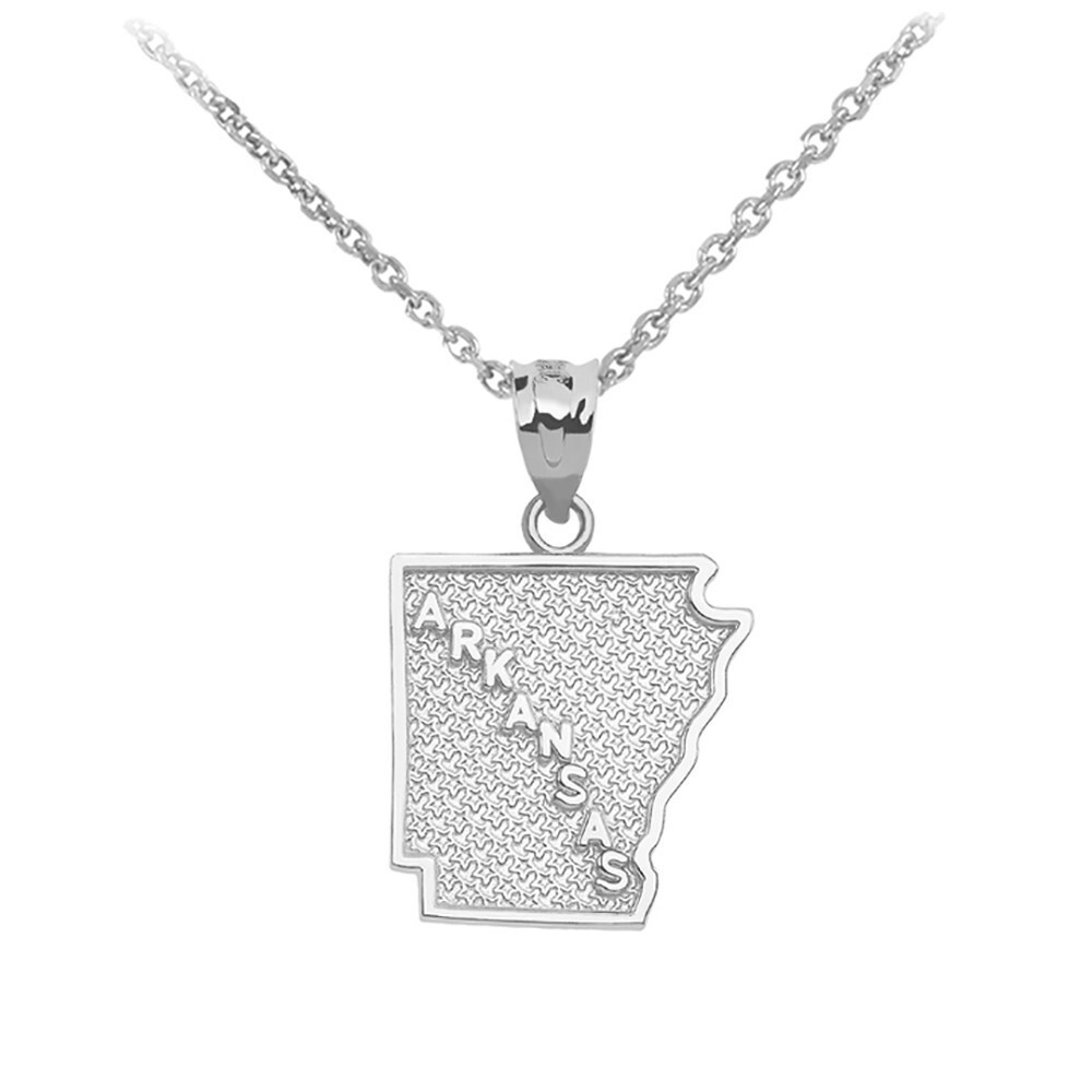 Gold Arkansas State Map Pendant Necklace(Availbale In Yellow/Rose/White Gold)