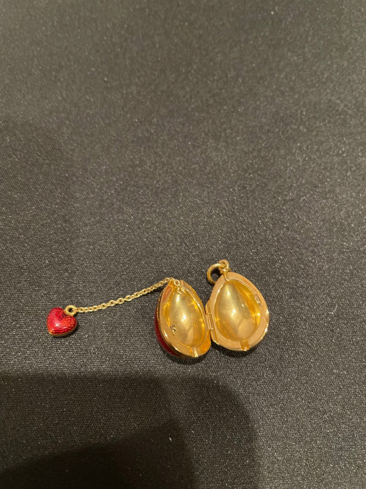 RARE FABERGE MINI EGG PENDANT 18K GOLD & DIAMOND HEART RED ENAMEL #/ED 200 PIECE