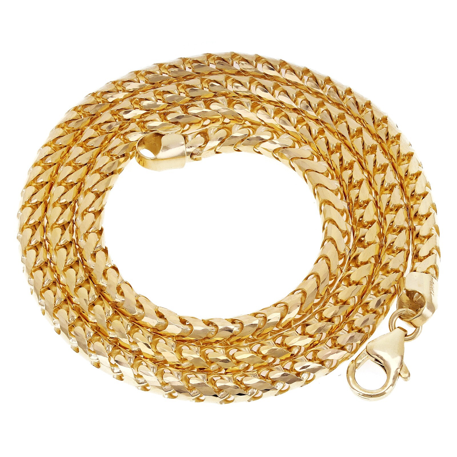 Italian 14k Yellow Gold Solid Diamond Cut Franco Chain Necklace 22″ 4mm 46 grams