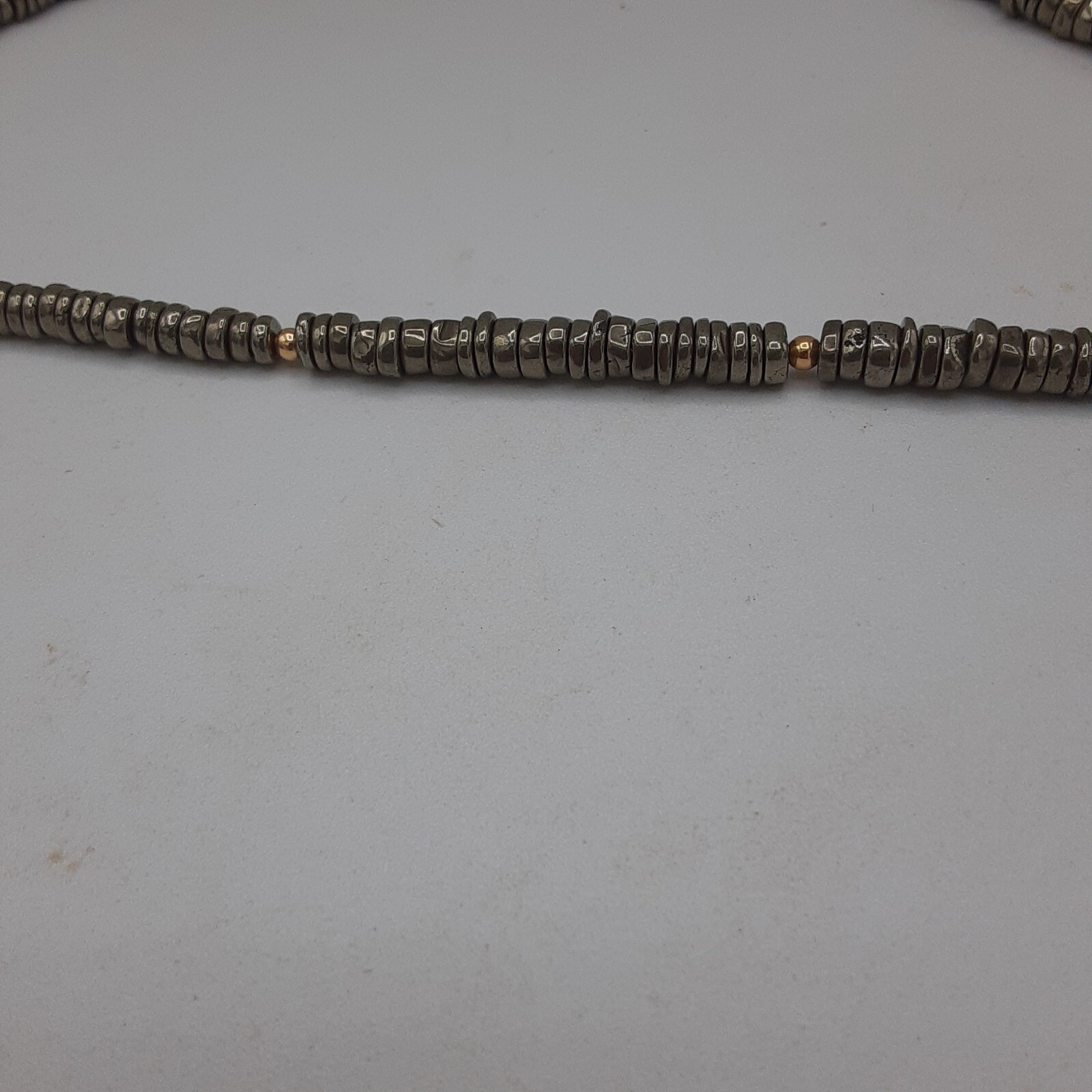 Pyrite Beaded Necklace ( 18-20 ) Vermeil YG Over Sterling Silver 200 ctw Unisex